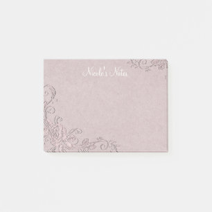 Personlig Vintage Rose Glam Präglad Look Post-it Block