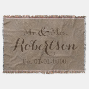 Personlig Vintage Rustic Bröllop Family Namn Filt