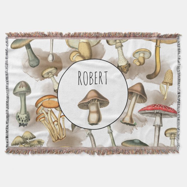Personlig Vintage Rustic Forest Mushroom Filt (Framsidan)