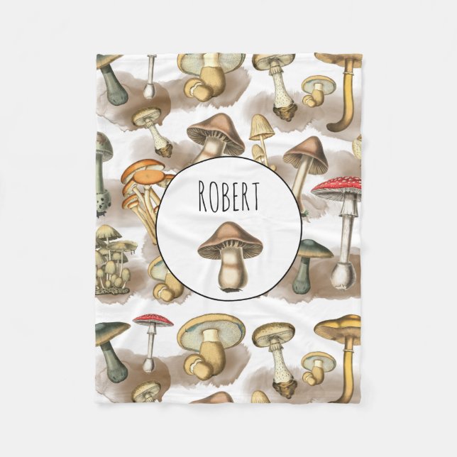 Personlig Vintage Rustic Forest Mushroom Fleecefilt (Framsidan)