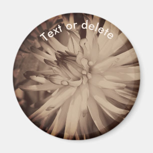 Personlig vintage sepia dahliablomma magnet