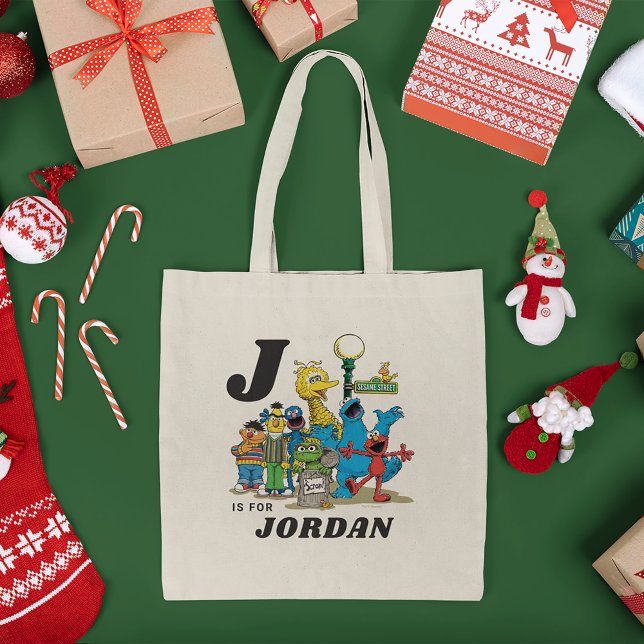 Personlig Vintage Sesame Street Pals Tygkasse (Tote bag on table)