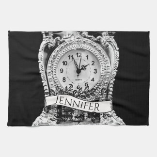 Personlig Vintage Silver Clock Kökshandduk