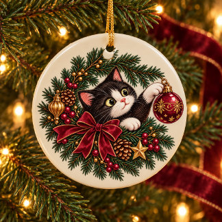 Personlig Vintage Smokingkatt Julgranskula