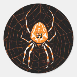 Personlig Vintage Spider Black and Orange Runt Klistermärke