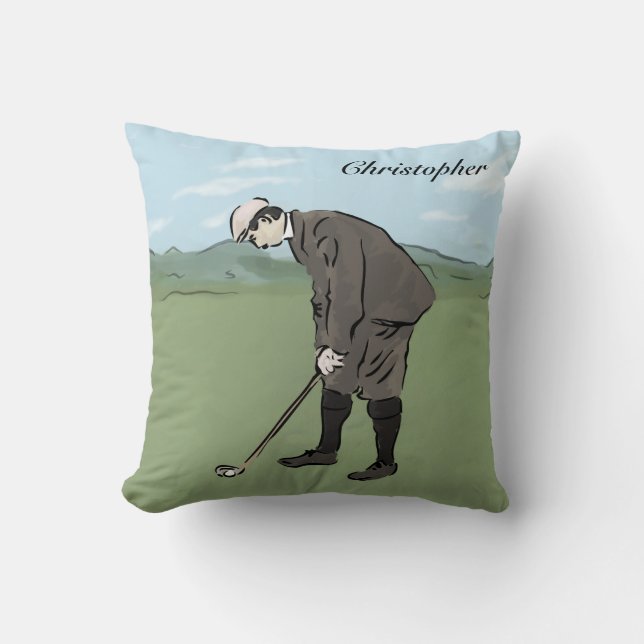 Personlig Vintage stil golfer Kudde (Framsida)