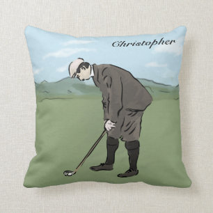 Personlig Vintage stil golfer Kudde