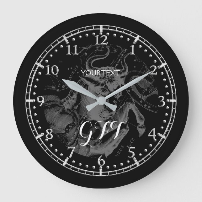 Personlig Vintage Taurus Constellation Zodiac Stor Klocka (Framsida)