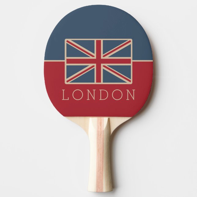 PERSONLIG VINTAGE UK FLAGGA PINGISRACKET (Framsidan)