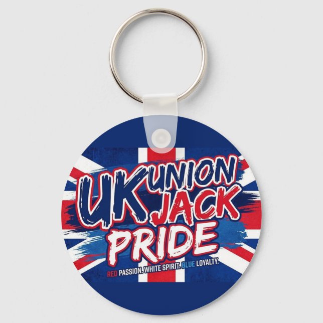 Personlig vintage Union Jack brittisk flagg Nyckelring (Framsida)