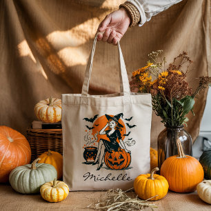 Personlig Vintage Viktighet på Pumpkin Cauldron Tygkasse