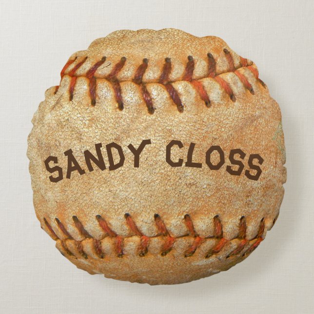 Personlig Vintage Vita Baskulrött stygn Rund Kudde (Framsidan)