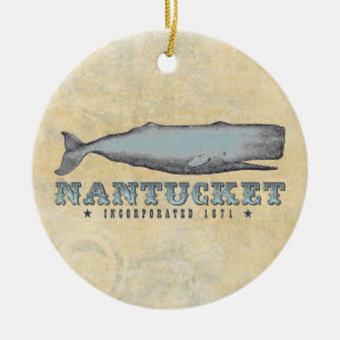 Personlig Vintage Whale Nantucket MORSA jul Julgransprydnad Keramik