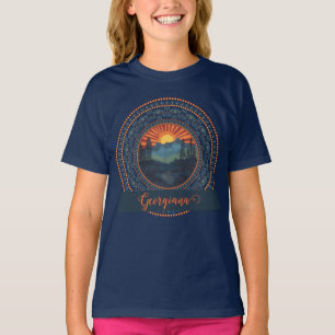 Personlig Vintage Wilderness Sunset Dot Mandala T Shirt