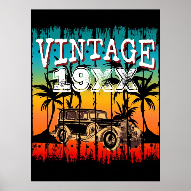 PERSONLIG VINTAGE YEAR BIRTHDAY GIFT POSTER (Framsidan)