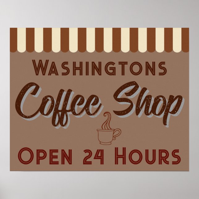 Personlig vintagekaffeshoppsskylt konst poster (Framsidan)