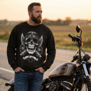 Personlig vinter Biker Skull Motorcykel Lång Ärmad Tröja