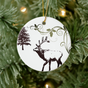 Personlig Vinter Land Elk-jul Julgransprydnad Keramik
