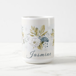 Personlig vinterbotanisk blomma kaffemugg