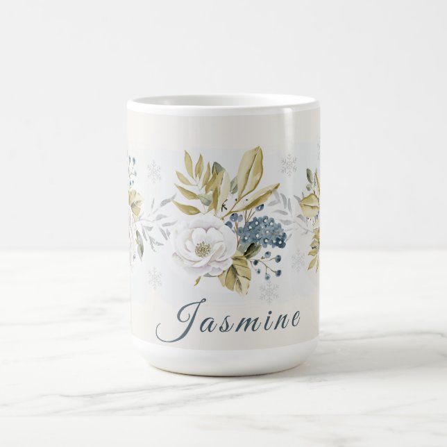 Personlig vinterbotanisk blomma kaffemugg (Center)