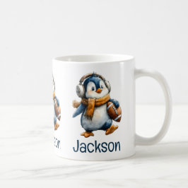 Personlig vinterpingvin fotboll barn kaffemugg