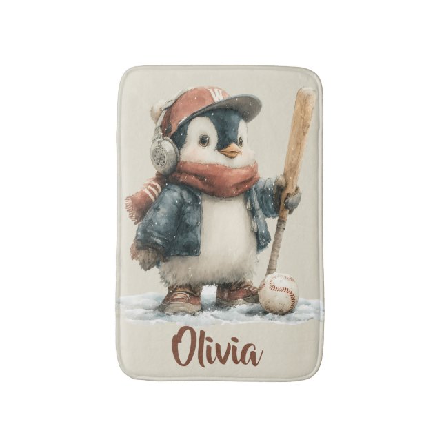 Personlig vinterpingvin Softball-barn Badrumsmatta (Framsidan (Vertikal))