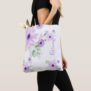 Personlig Violet Grönt, Vattenfärgsblommor Tygkasse