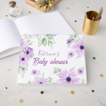 Personlig Violet Watercolor Flowers Baby Shower