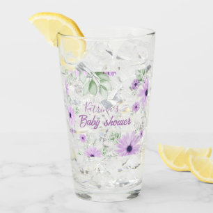 Personlig Violet Watercolor Flowers Baby Shower Glaskopp