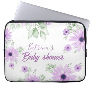 Personlig Violet Watercolor Flowers Baby Shower Laptop Fodral