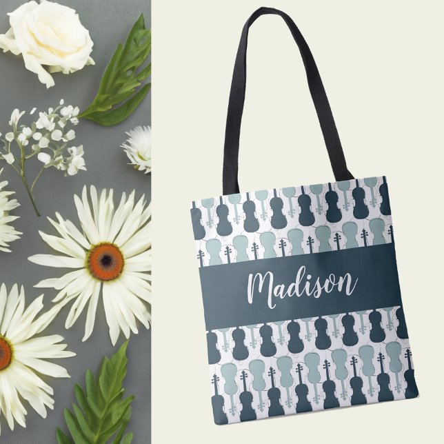 Personlig Violin eller Viola Instrument Music Gift Tygkasse (Personalized violin or viola tote bag.)