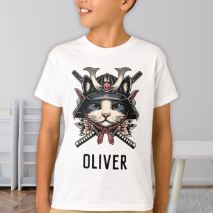 Personlig vis samurajkrigarkatt t shirt