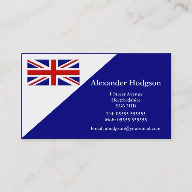 Personlig visitkort - United Kingdom (Framsida)