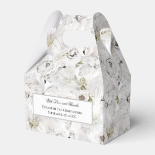 Personlig vit blomster svanar bröllop presentaskar