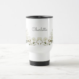 Personlig vit blomsterkruka med elegant anpassat n resemugg