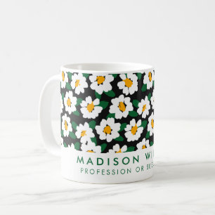 Personlig Vit Daisy Flower Mugg   Anpassat namn