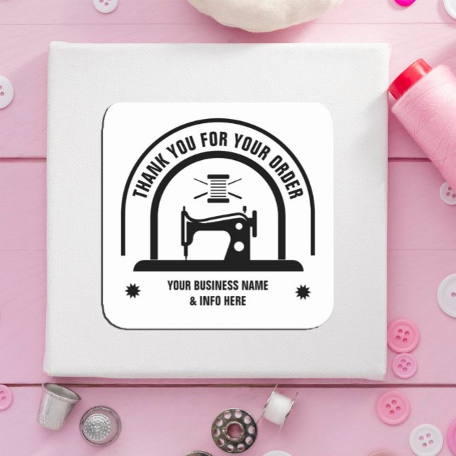 Personlig, Vit Fyrkantigt Klistermärke (#zazzle made #machine #tailorsticker #thankyousticker)
