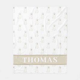 Personlig vit gyllene Doodle Hund Fleecefilt