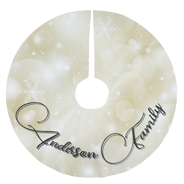 Personlig Vit jul Julgransmatta Borstad Polyester (Framsidan)
