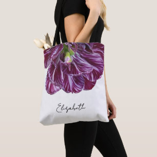 Personlig vit lavendel lila tulpanblomma tygkasse