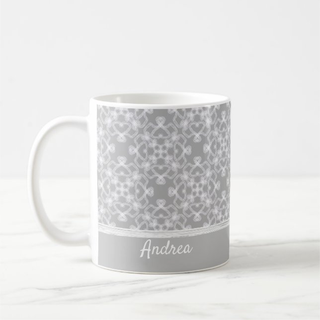 Personlig vit och grått mönster kaffemugg (Vänster)