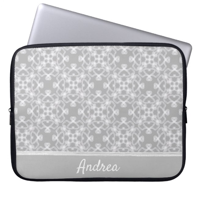 Personlig vit och grått mönster laptop fodral (Framsidan)