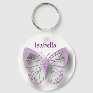 Personlig Vit och Lila Butterfly-Nyckelring Nyckelring