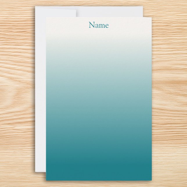 Personlig vit och teal ombré brevpapper (Personalized White and Teal Ombre Stationery)