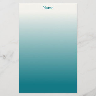 Personlig vit och teal ombré brevpapper