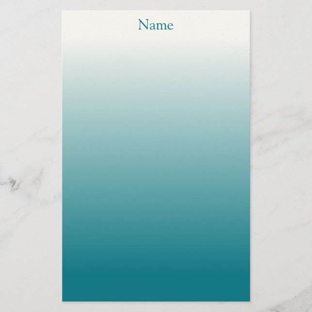 Personlig vit och teal ombré brevpapper (Framsida)