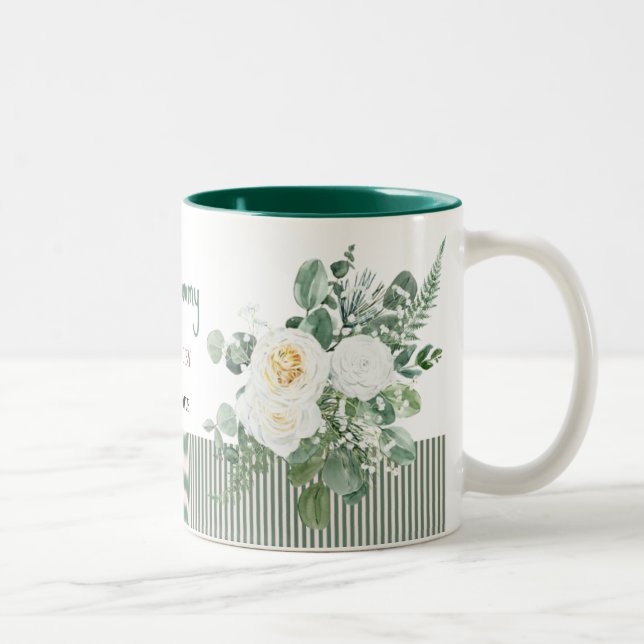 Personlig vit rosblommig mugg, elegant anpassning Två-Tonad mugg (Höger)
