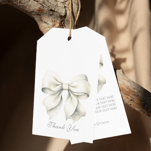 Personlig vit rosett bröllopsdusch presentetikett (Skapare uppladdad)