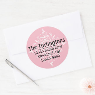 Personlig Vit snöflingor Returadress Runt Klistermärke