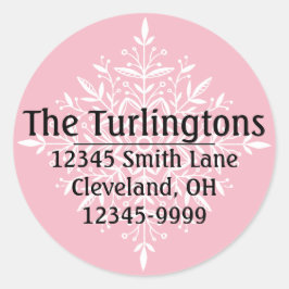 Personlig Vit snöflingor Returadress Runt Klistermärke